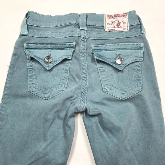 TRUE RELIGION Serena Jeans Women 26x29 Turquoise Green Skinny Stretch Denim USA - Picture 7 of 16